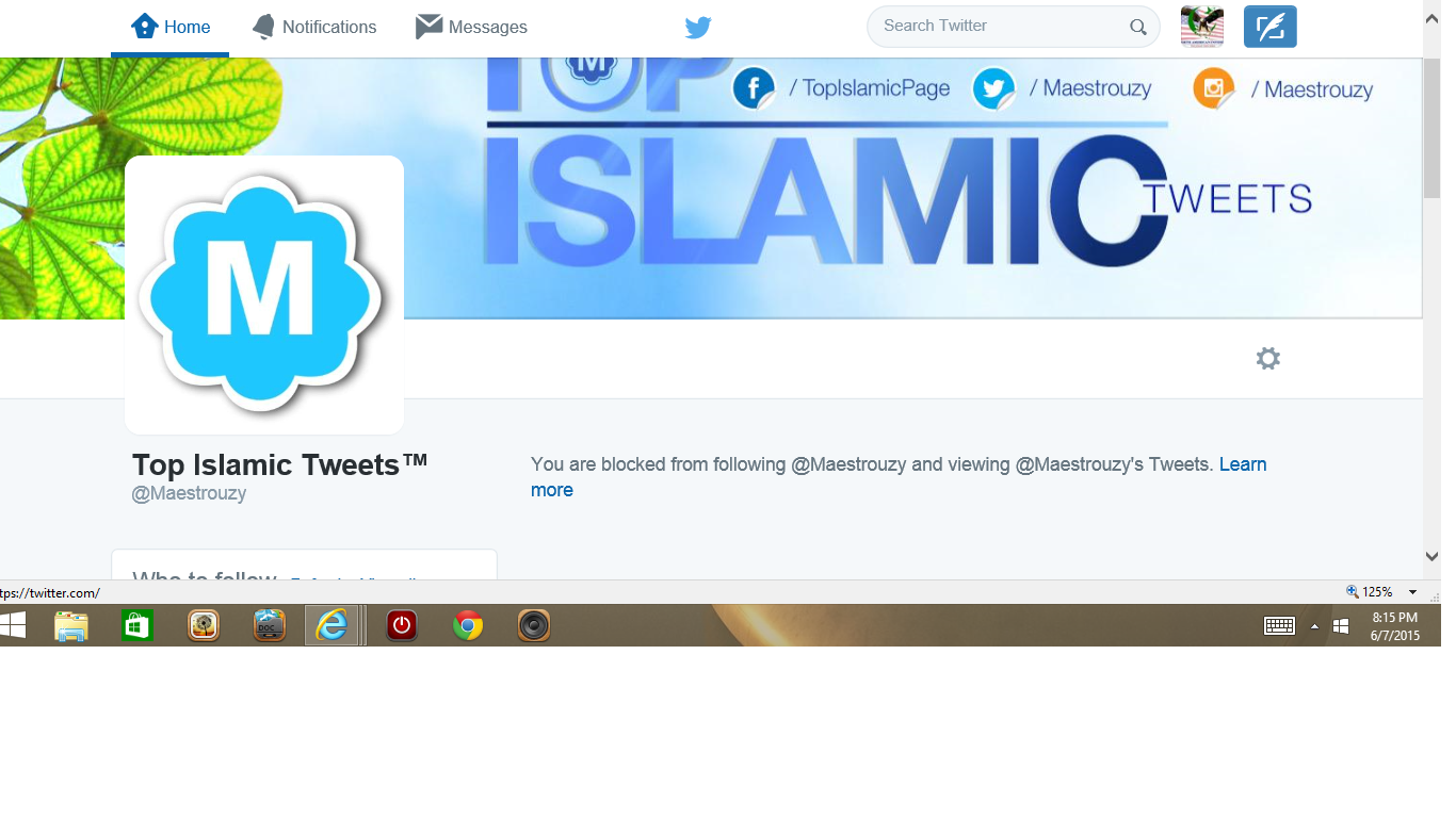 Blocked by 3 Top Islamic Tweets two