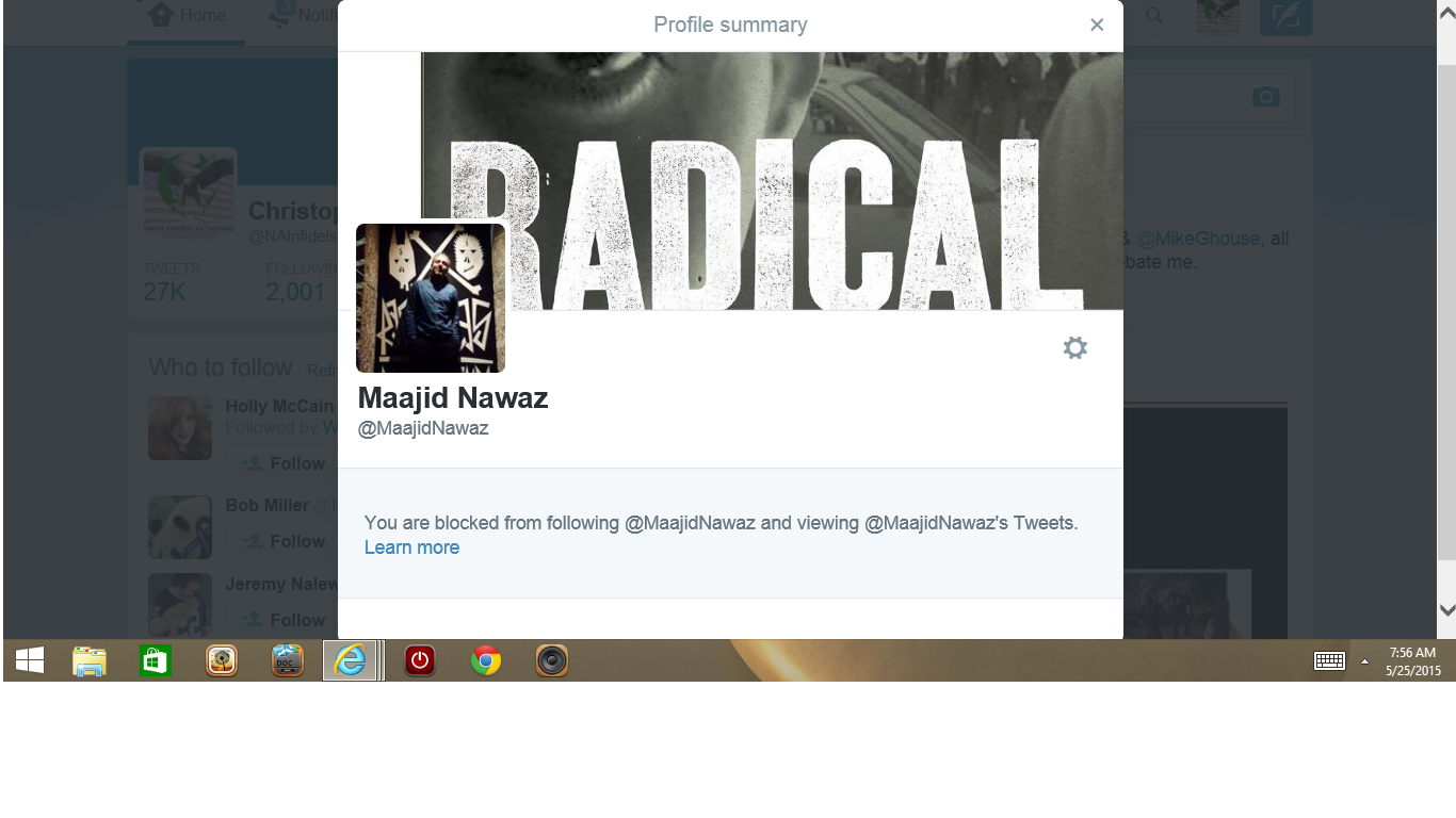 Blocked by 3 UKs Maajid Nawaz